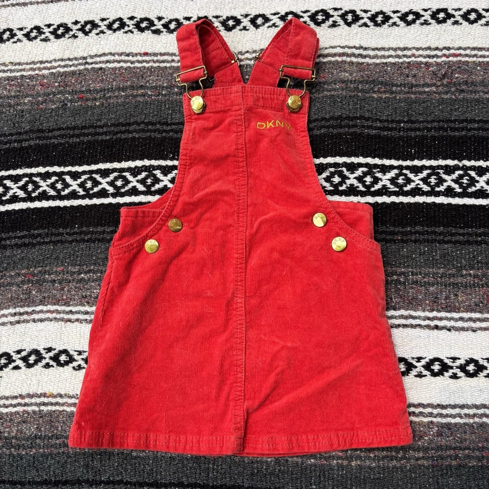 DKNY ORANGE CORDUROY OVERALL DRESS GIRLS SIZE 3T